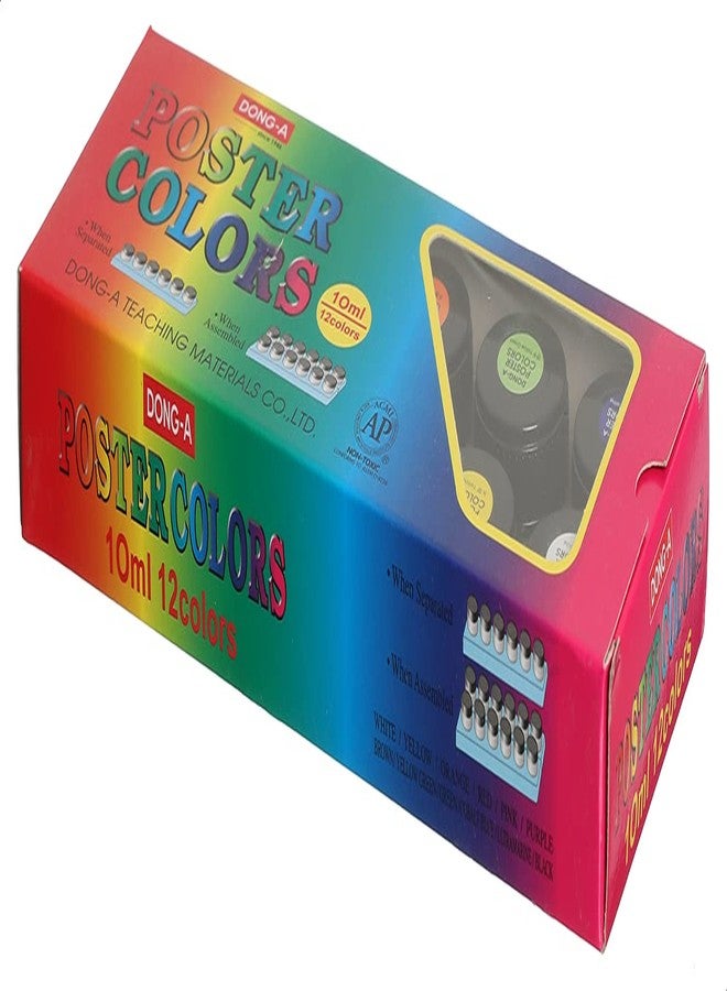 دونغ-أيه مجموعة ألوان ملصقات دونغ-آ، 12 عبوة بلاستيكية سعة 10 مل - Image 1