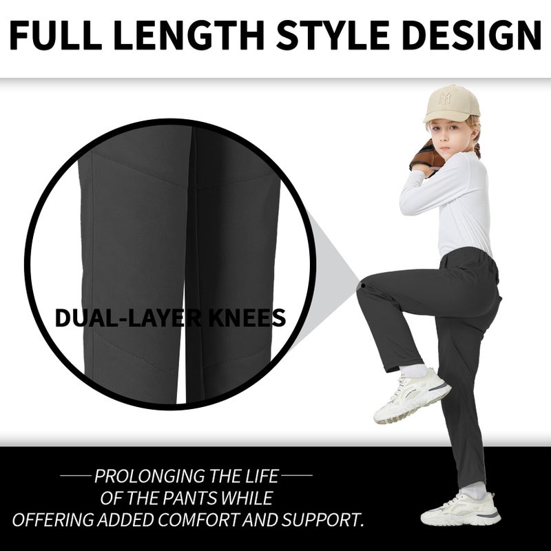 QBK 2T 3T 4T 5T to 17 Years Toddler Boys Baseball Pants Girls Softball Pants Kids Tee Ball Pants Black (5T, Black) - Image 2