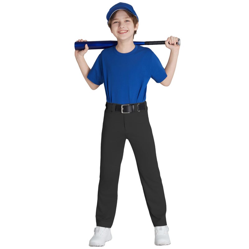 QBK 2T 3T 4T 5T to 17 Years Toddler Boys Baseball Pants Girls Softball Pants Kids Tee Ball Pants Black (5T, Black) - Image 1