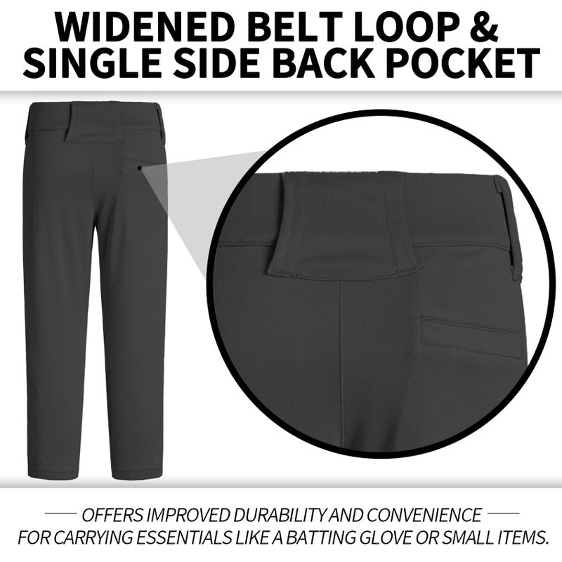 QBK 2T 3T 4T 5T to 17 Years Toddler Boys Baseball Pants Girls Softball Pants Kids Tee Ball Pants Black (5T, Black) - Image 4