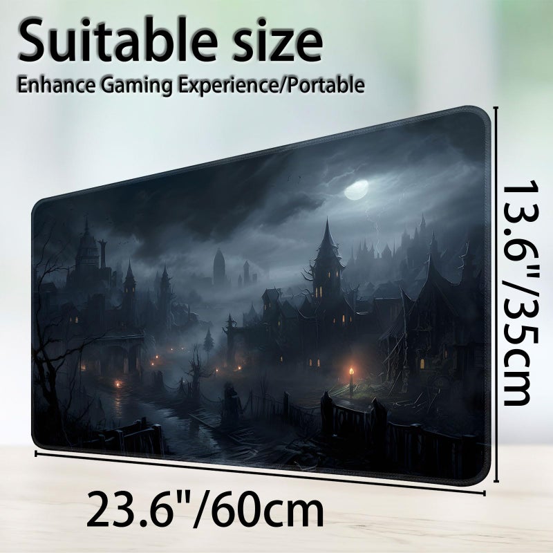 CAPAUNVDA MTG Playmat for Magic TCG - Rubber Play Mat With Smooth Surface for Trading Card and Battle Games - Fantasy Castle Tabletop Inked Game Mat - Image 2