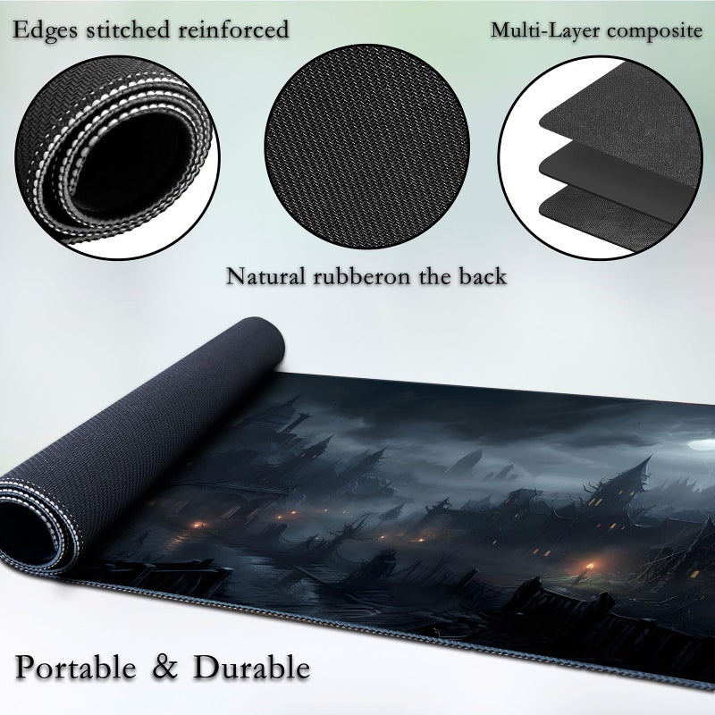 CAPAUNVDA MTG Playmat for Magic TCG - Rubber Play Mat With Smooth Surface for Trading Card and Battle Games - Fantasy Castle Tabletop Inked Game Mat - Image 4
