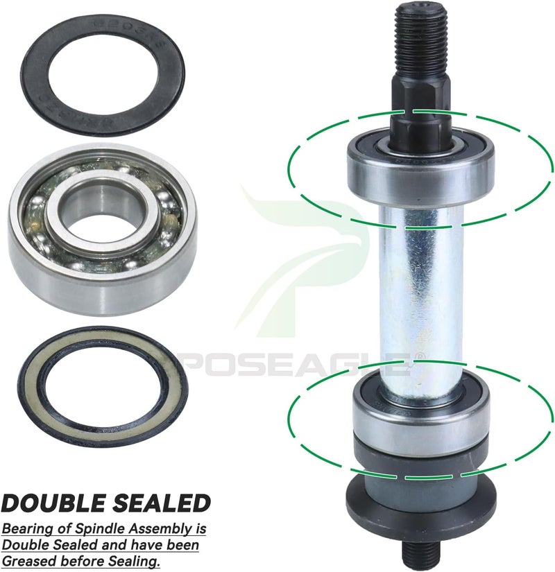POSEAGLE 3 Pack Pre-Greased AM136733 Spindle Assembly with M155979 Spindle Pulley Replace AM143469 AM137097 GX20335 for John Deere X300 X300R X304 X310 X324 Z225 Z245 EZtrak Zero Turn Mowers - Image 5