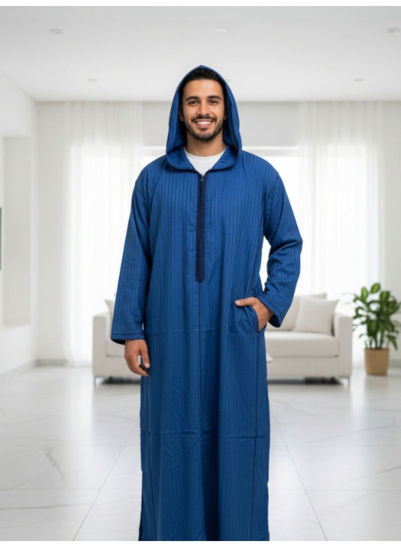 قميص رجالي ، ثوب نوم ، ثوب مغربي ، راحة مناسب هدايا رجالية فاخرة ثوب بيت رجالي للراحة قميص مغربي بكم طويل ، قميص صيفي رجالي اكمام طويلة ، قميص كم طويل ، ثوب سبعة رجالي بأكمام طويلة مع قبعة مريحة هدايا للرجال - Image 2