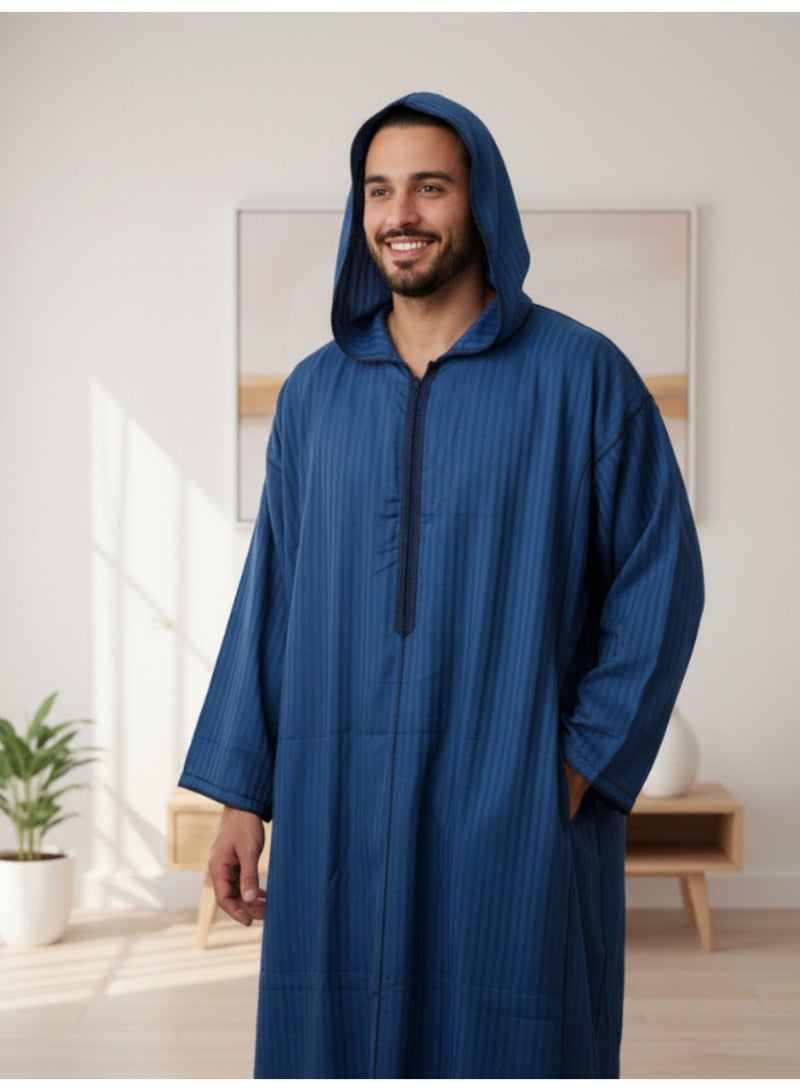 قميص رجالي ، ثوب نوم ، ثوب مغربي ، راحة مناسب هدايا رجالية فاخرة ثوب بيت رجالي للراحة قميص مغربي بكم طويل ، قميص صيفي رجالي اكمام طويلة ، قميص كم طويل ، ثوب سبعة رجالي بأكمام طويلة مع قبعة مريحة هدايا للرجال - Image 1