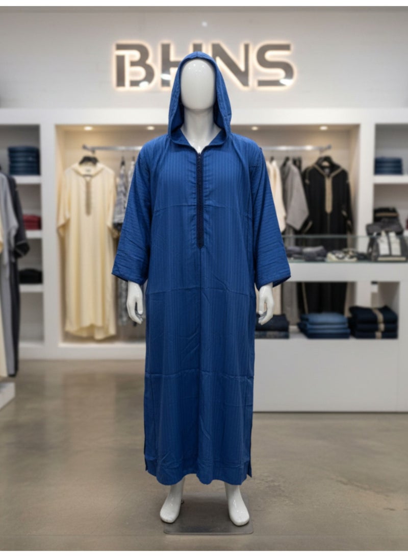 قميص رجالي ، ثوب نوم ، ثوب مغربي ، راحة مناسب هدايا رجالية فاخرة ثوب بيت رجالي للراحة قميص مغربي بكم طويل ، قميص صيفي رجالي اكمام طويلة ، قميص كم طويل ، ثوب سبعة رجالي بأكمام طويلة مع قبعة مريحة هدايا للرجال - Image 4