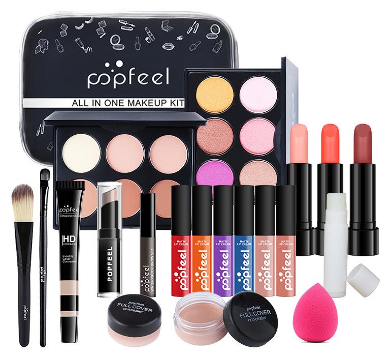 popfeel 20 Pcs Set Professional Makeup Kit for Women Full Kit, Makeup Set Cosmetic Make Up Kit with Makeup Bag Include Eyeshadow Palette Makeup Brushes Set Lipstick Lip Gloss Foundation Concealer - Image 1
