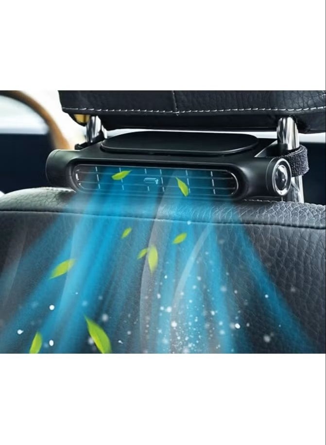 BlueFire Portable Car Seat Cooling Fan – Dual Head Air Circulator | USB-Powered Headrest Fan | Adjustable 3-Speed Silent Backseat Cooling Fan Strong Airflow Ventilation System for Rear & Front Seat Travel Comfort | Heat Reduction Air Circulation Device - Image 1