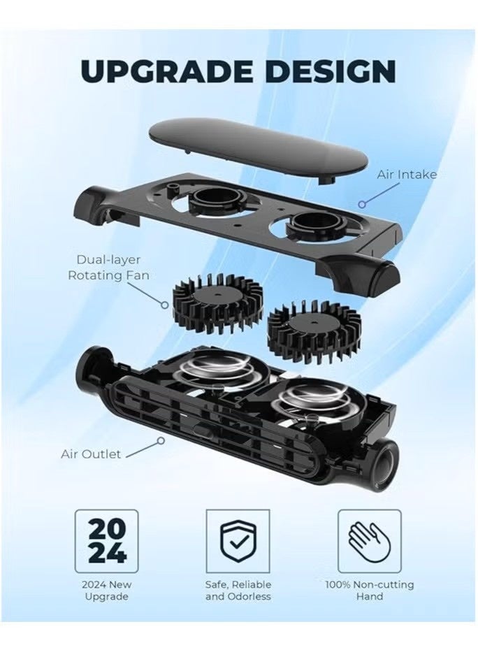 BlueFire Portable Car Seat Cooling Fan – Dual Head Air Circulator | USB-Powered Headrest Fan | Adjustable 3-Speed Silent Backseat Cooling Fan Strong Airflow Ventilation System for Rear & Front Seat Travel Comfort | Heat Reduction Air Circulation Device - Image 3