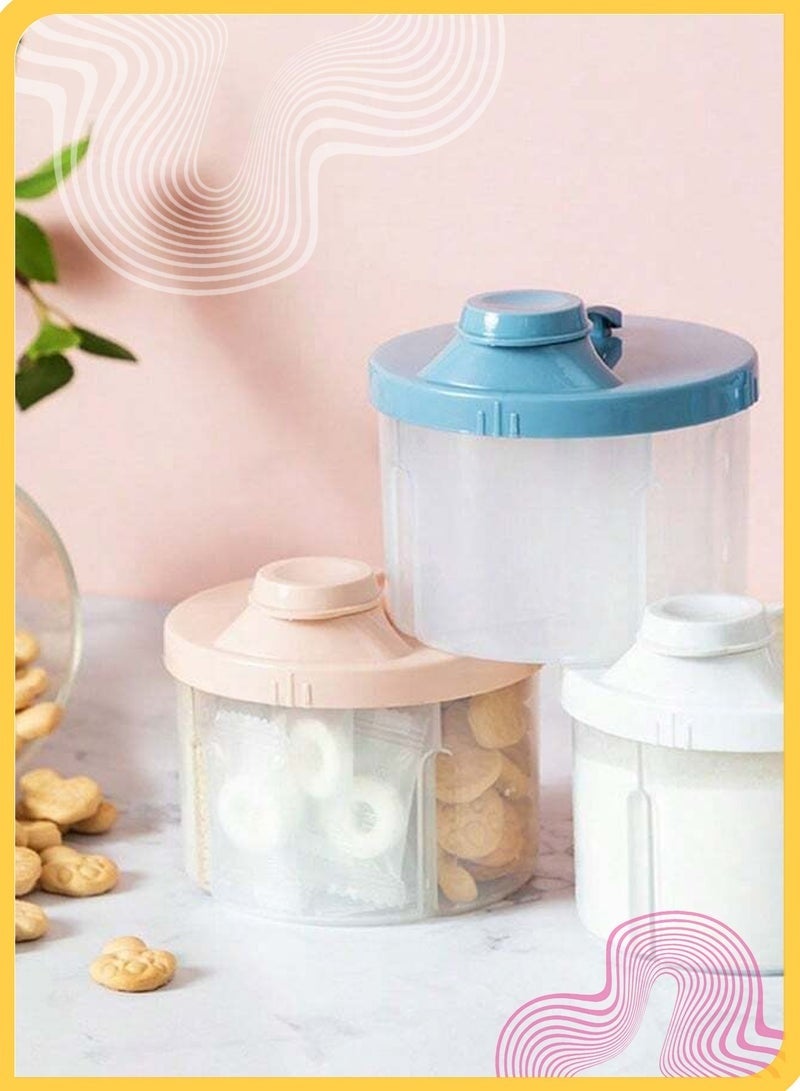 2 Pcs Baby Formula Dispenser, Portable Milk Powder Containers, 4-Compartment Large Capacity, Stackable Milk Storage Box for Travel (200ml, Blue & Pink) - Image 5