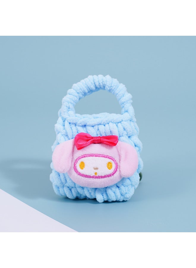 Pink Cute Cyber Red Bear Lion Wake Flower Plush Hand-woven Drop-resistant Headphone Bag Bluetooth Headphone Protective Cover Finished Product-Color:Little Melody Aqua Blue  - Image 1