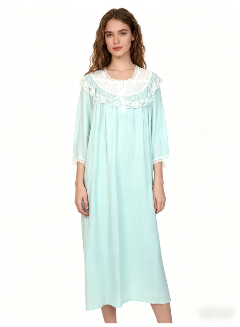 Orchid Women Lace Long-Sleeved Sleepshirt-Princess Style Home Wear - Image 1