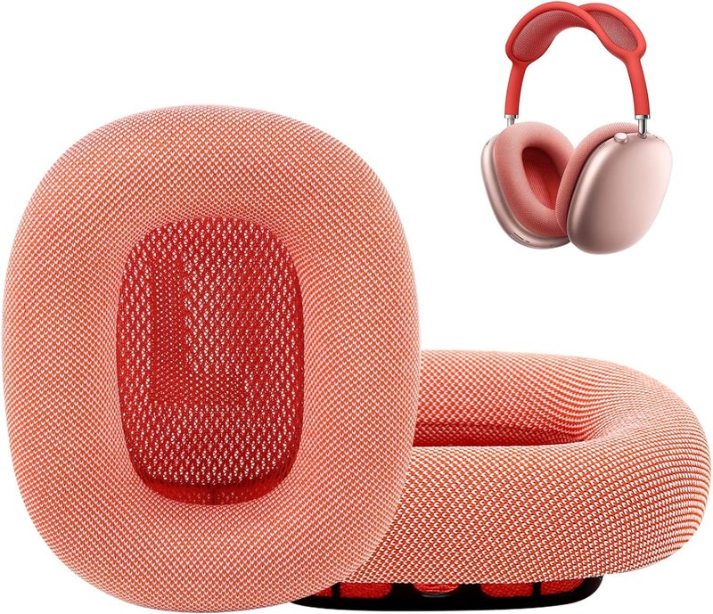 EARROCK Earpads Earcups Earmuff for AirPods Max Magnetic Ear Cushions Replacement Parts with Knit-mesh Canopy, Memory Foam and Magnet Pink Red - Image 1