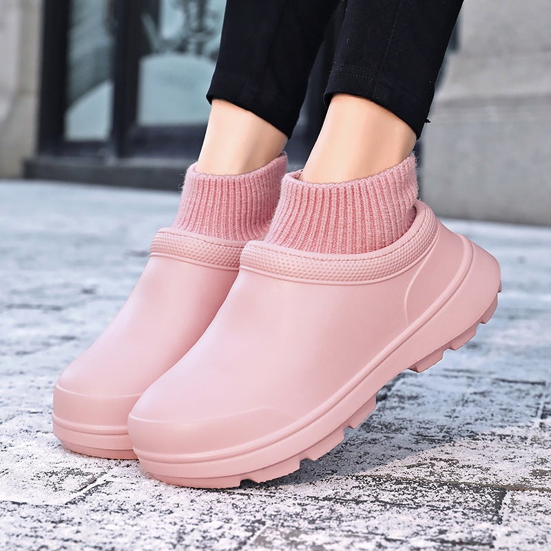 Winter Explosions Cotton Shoes Plus Size Water Shoes Nurse Shoes Chef Shoes Work Shoes Fleece-Lined Waterproof Non-Slip Casual Shoes - Image 5