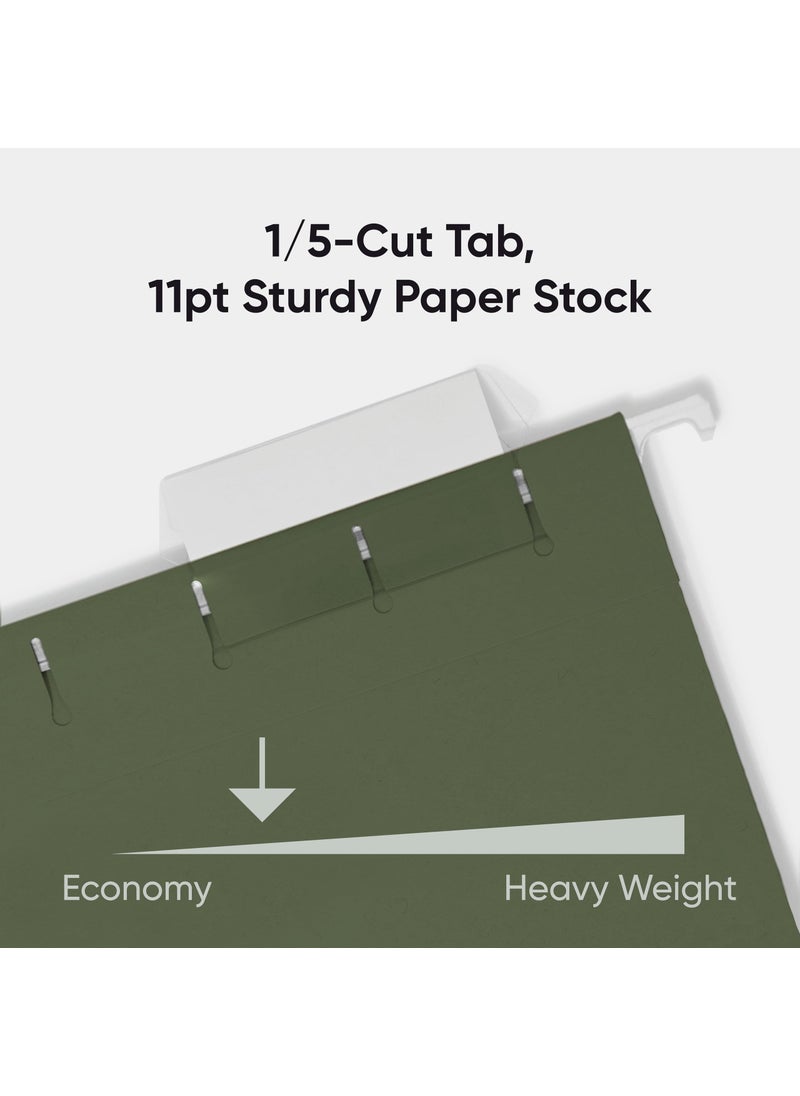Smead Smead Hanging File Folder with Tab, 1/5-Cut Adjustable Tab, Letter Size, Standard Green, 25 per Box (64055)  - Image 4