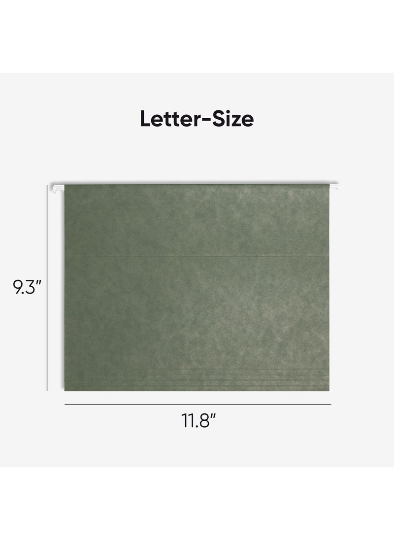 Smead Smead Hanging File Folder with Tab, 1/5-Cut Adjustable Tab, Letter Size, Standard Green, 25 per Box (64055)  - Image 2