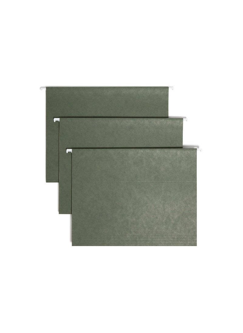 Smead Smead Hanging File Folder with Tab, 1/5-Cut Adjustable Tab, Letter Size, Standard Green, 25 per Box (64055)  - Image 1