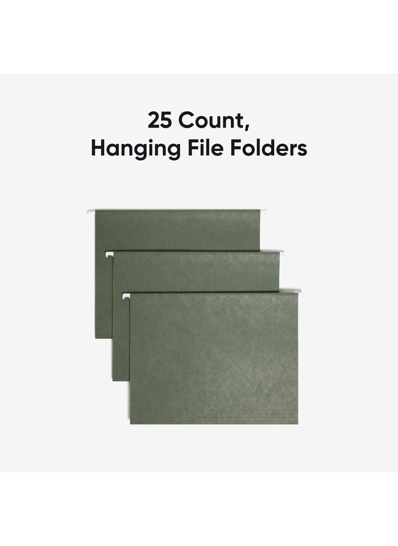 Smead Smead Hanging File Folder with Tab, 1/5-Cut Adjustable Tab, Letter Size, Standard Green, 25 per Box (64055)  - Image 3