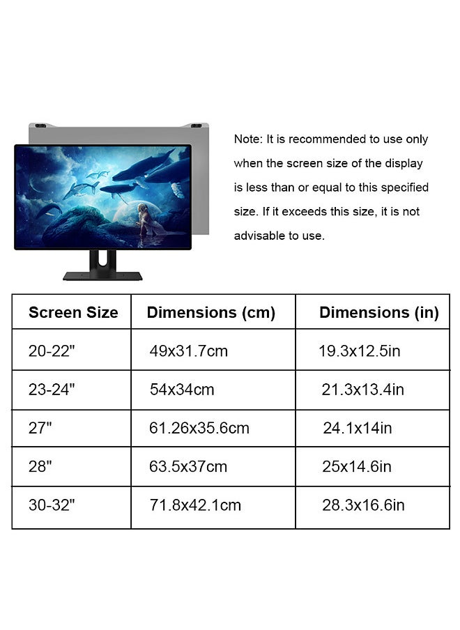 Generic - Computer Screen Protector Eye Protection Film Anti-Reflection 16：9 20-32in High Clear Hanging Acrylic Eye Protection Blue Light Anti-Reflection Protection Film Computer Screen Privacy Film - Image 1
