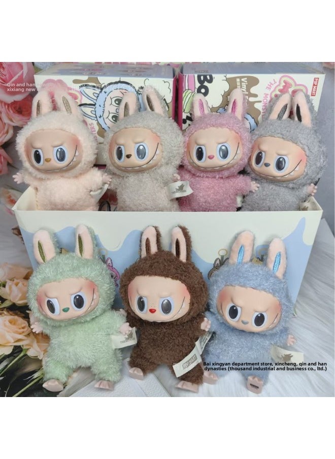 Labubu Macaron Series Vinyl Toy Plushie Blind Box Collectible Figurine Enthusiastic Fashionable Soft Plush Face Doll-Color:Set Of 6 High Version  - Image 2