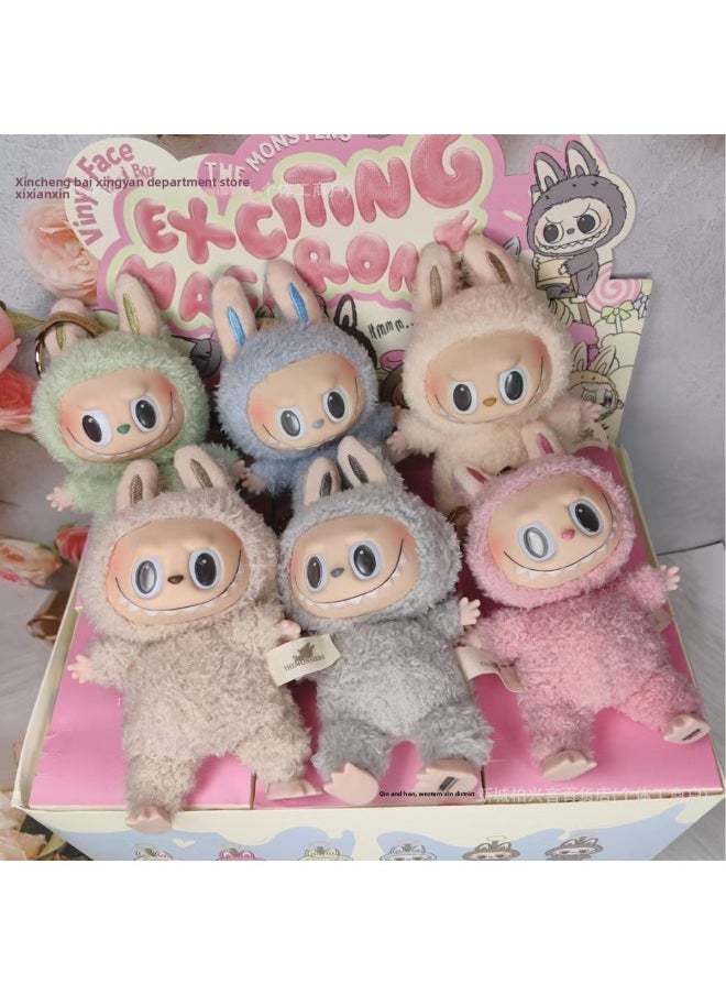 Labubu Macaron Series Vinyl Toy Plushie Blind Box Collectible Figurine Enthusiastic Fashionable Soft Plush Face Doll-Color:Set Of 6 High Version  - Image 3