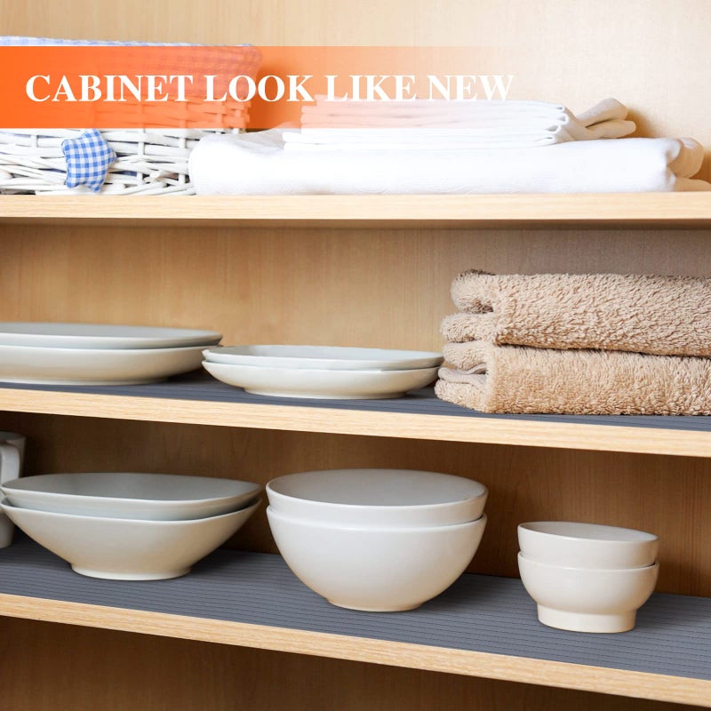 Mcrbeay Shelf Liners for Kitchen Cabinets, 12" x 120", Non Adhesive Shelf Liner, Non-Slip Kitchen Drawer Liners, Waterproof Durable Cabinet Liners for Shelves, Pantry, Dark Gray - Image 3