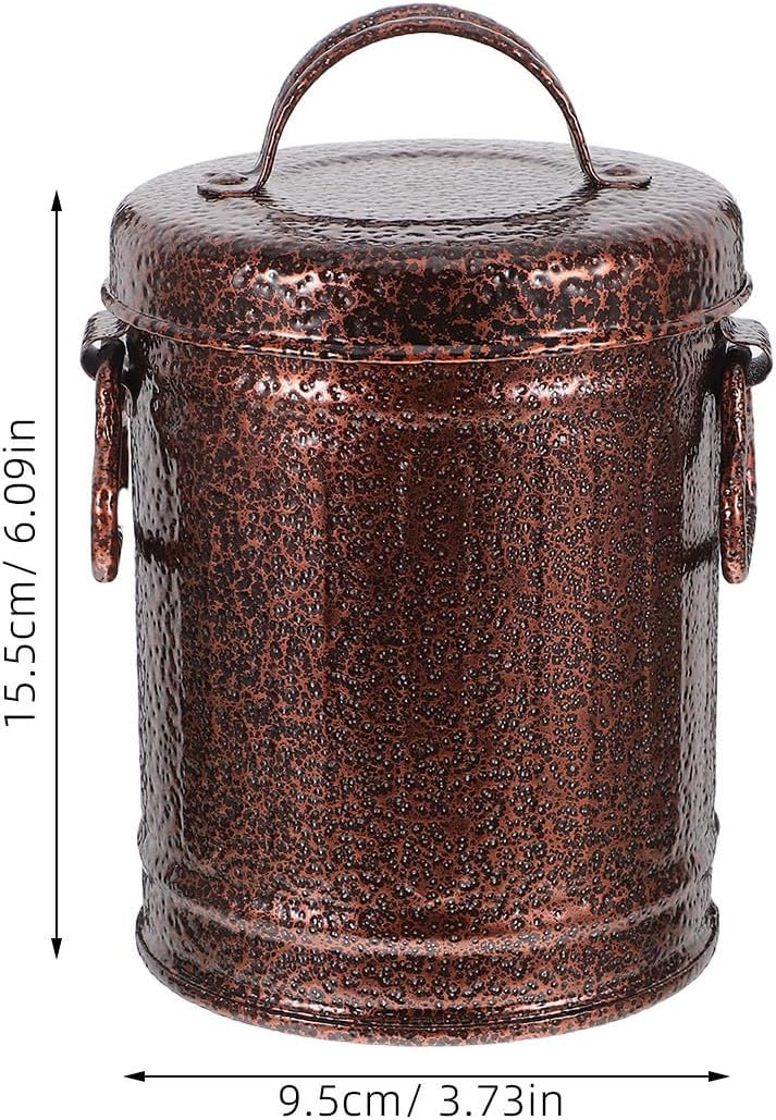 Metal Ashtray with Lid Small Bucket Vintage Copper Container Windproof Smokeless Desktop Outdoor Indoor Patio Home Use - Image 2