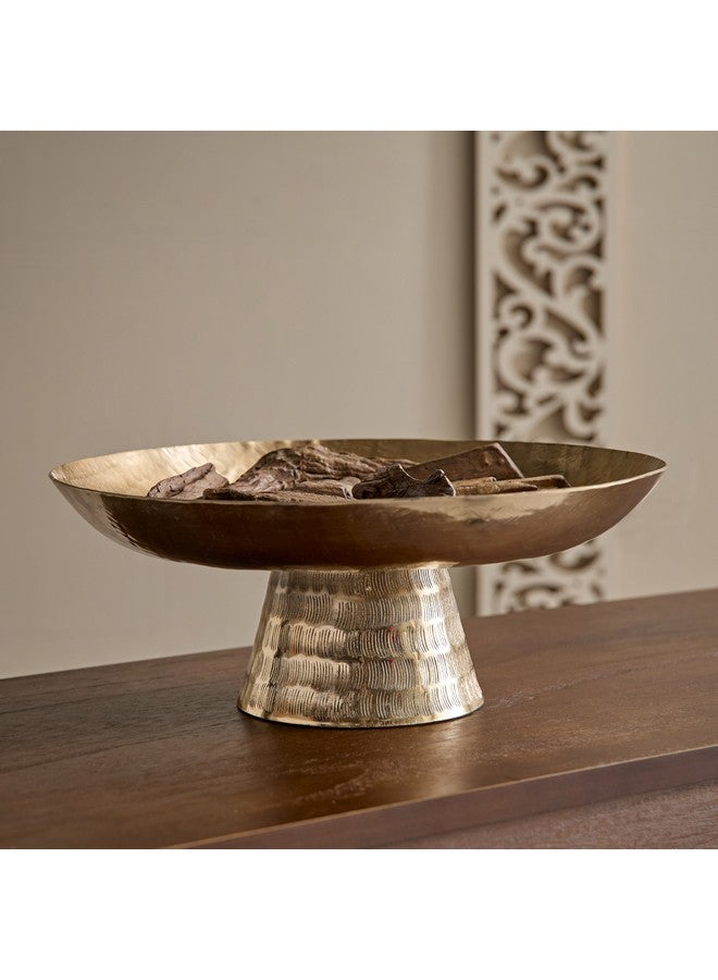 Home Box Arizona Aluminium Hammered Round Footed Bowl 35 x 25 x 14 cm - Image 1