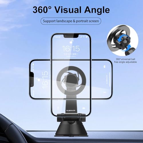 RIGGEAR Magnetic Dashboard Car Phone Holder, Compatible with MagSafe Car Phone Mount, Windshield Mobile Holder for Magsafe Compatible iPhones/Cases/Android Phones (with Free Included Metal Ring) - Image 5