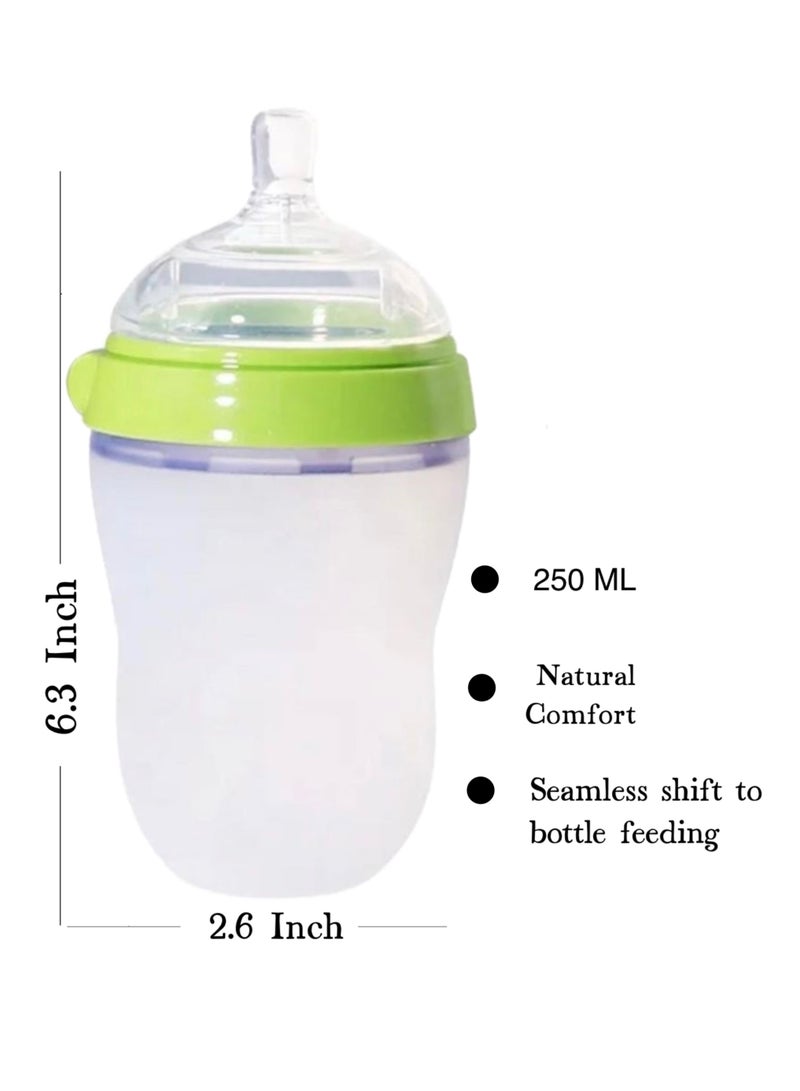 Baby Feeding Bottle, Infant, Newborn Baby, Extra Soft, Easy To Squeeze, 8Oz 250 ML, Natural Comfort, Anti-Colic, Gravity Ball (Green) - Image 2