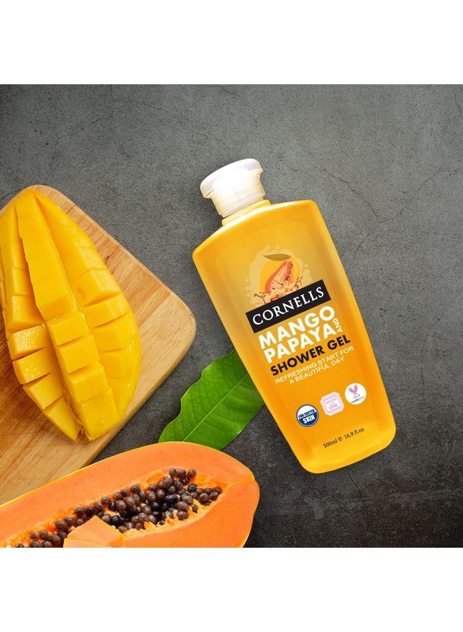 CORNELLS جل استحمام فواكه طبيعي من كورنيلز مانجو بابايا أصفر (غسول الجسم) - 500 مل، لبشرة متألقة وناعمة، لجميع أنواع البشرة، غسول يومي، خالي من البارابين والكبريتات، VIP، WOW، الحمام والجسم، الجل - Image 3