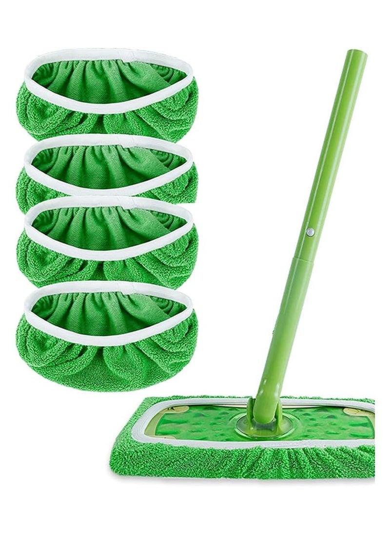 Reusable Mop Pads Floor, Sweeper Mopping Refills Household Cleaning Tools, Wet Mopping Cloths for Wet and Dry Use, Washable Microfiber Mop Pads, Compatible with for Swiffer Sweeper Mops (4 Pack)