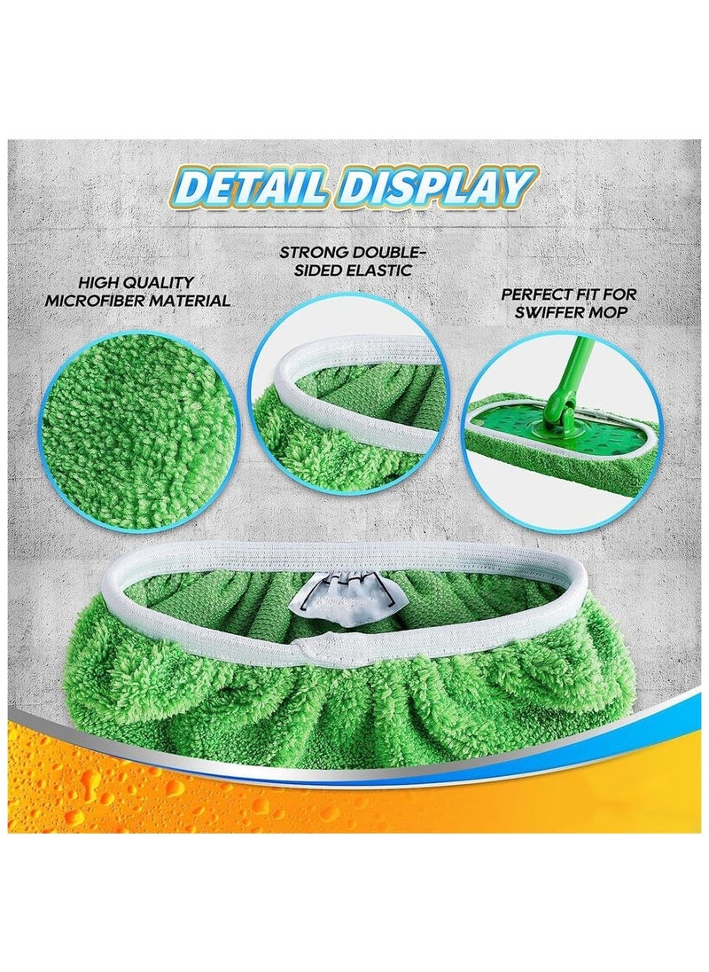 Reusable Mop Pads Floor, Sweeper Mopping Refills Household Cleaning Tools, Wet Mopping Cloths for Wet and Dry Use, Washable Microfiber Mop Pads, Compatible with for Swiffer Sweeper Mops (4 Pack)