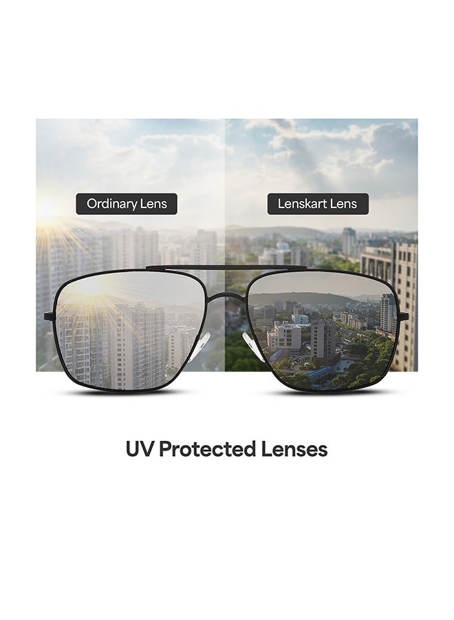 VINCENT CHASE Unisex Vintage Full Rim Square Frame Polarized & UV Protected Sunglasses VC S13716 - 60mm - Black - Image 5