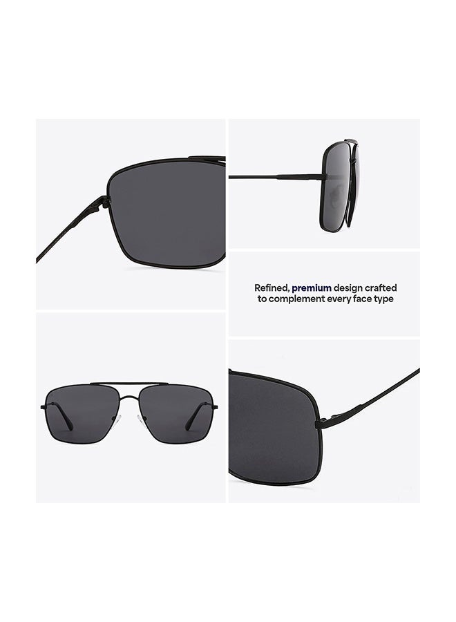 VINCENT CHASE Unisex Vintage Full Rim Square Frame Polarized & UV Protected Sunglasses VC S13716 - 60mm - Black - Image 2
