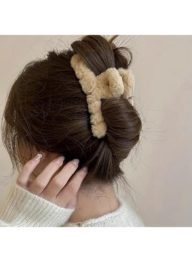 Decor Vibes Claw Clips For Women | Hair Claws | Hair Clutcher | Fur Clips For Women's & Girl's | Korean Clutcher-Hair Accessories| Fluffy Faux Fur Hair Clip | Best Gift For Ladies, Random Color, Set-4 - Image 4