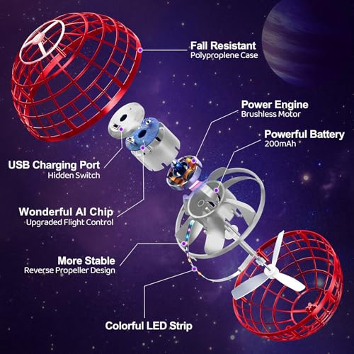 OFUN Flying Orb Ball Toys 2025 Hover Ball Cosmic Globe Boomerang Hand Controlled Drone Orbit Cool Spinning Outdoor Toys Gifts for 6 7 8 9 10 Year Old Boys Girls Teens Adults - Image 5