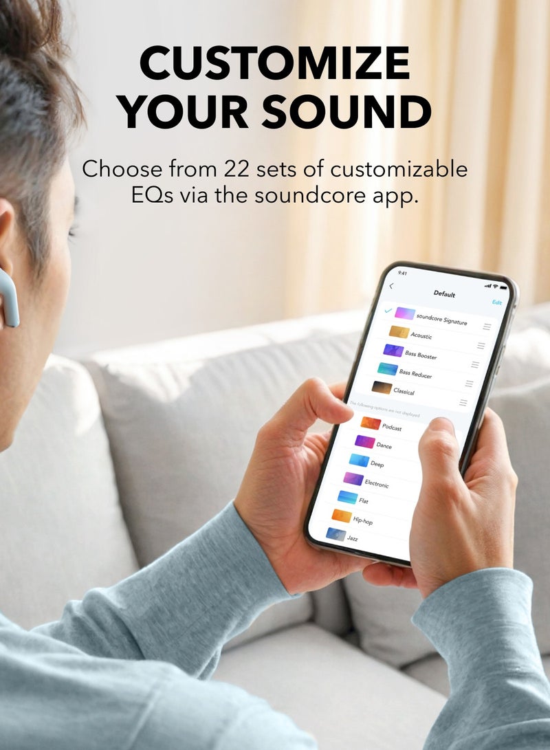 Soundcore K20i by Anker, Semi-in-Ear Earbuds, Bluetooth Wireless, 36H Playtime, Fast Charge, Clear Sound, Comfortable Fit, ENC 2-Mic Clear Calls, Custom EQ, IPX5, Bluetooth 5.3, App Control Blue - Image 4