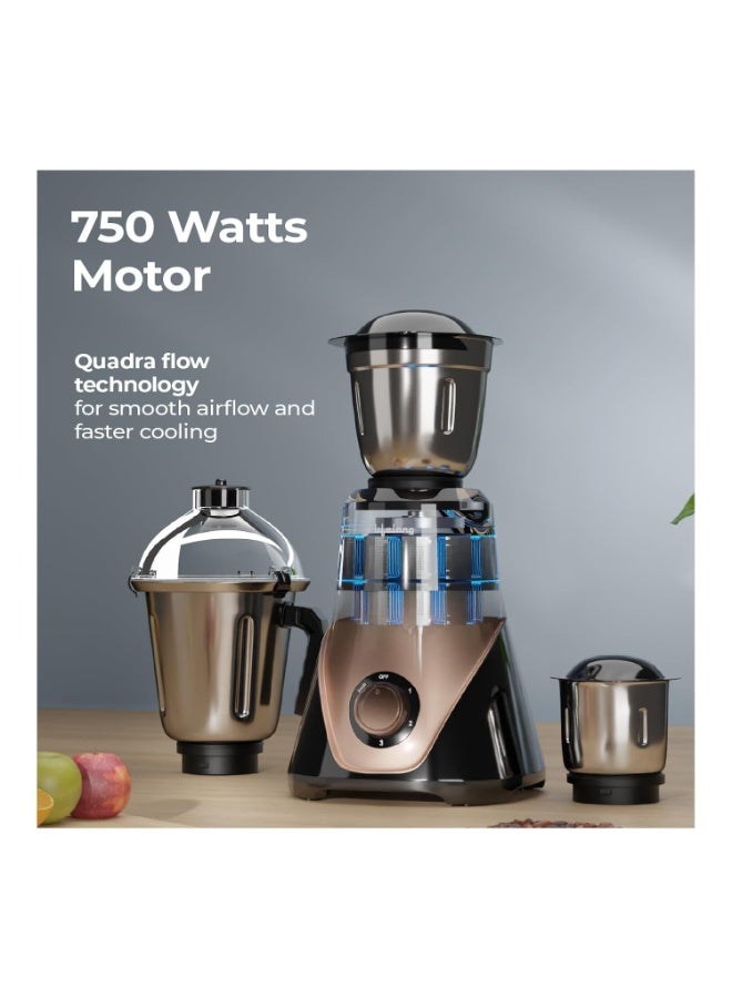 Lifelong Mixer Grinder for Kitchen | 3 Jars 750 Watt Mixie with Chutney Jar, Liquidizing Jar & Wet Grinder |Blender for Juices, Smoothies & Purees with Stainless Steel Blades, 3-Speed & Pulse Function - Image 4