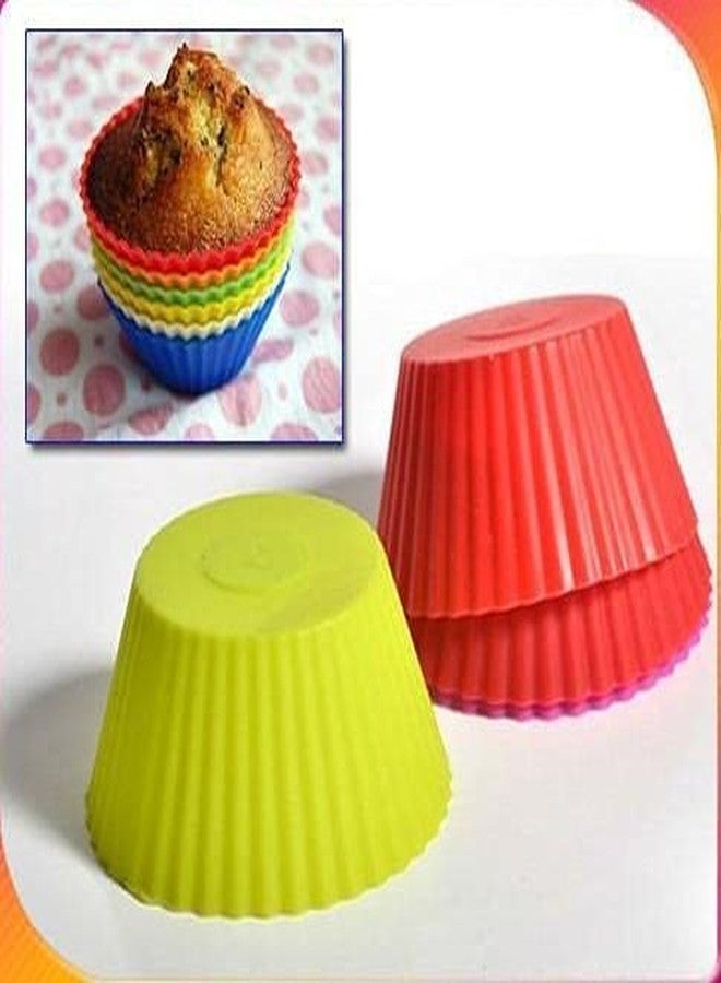 Ekdant Silicone Cup Cake Moulds Round- 12 Pcs - Image 4