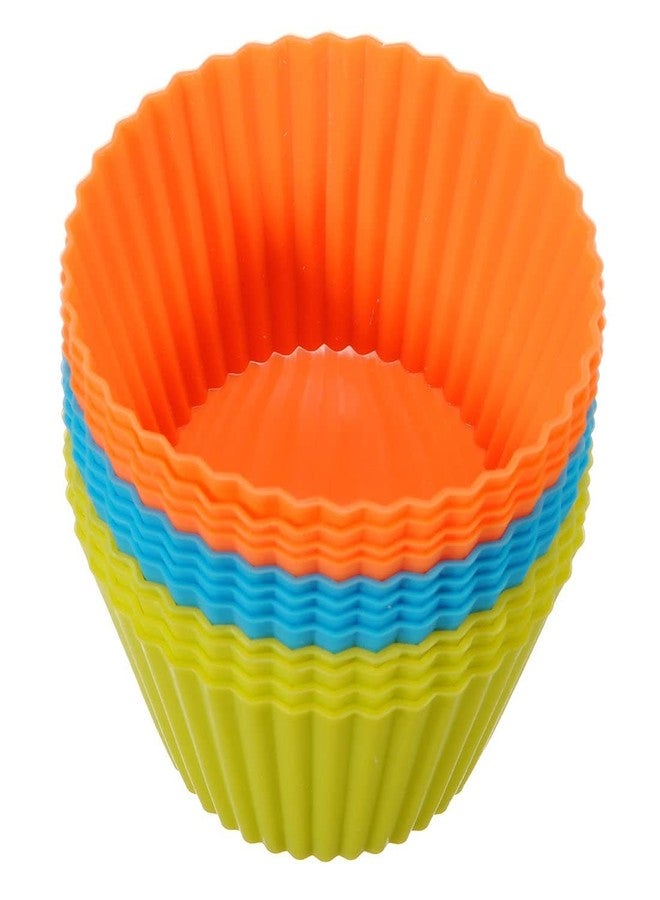 Ekdant Silicone Cup Cake Moulds Round- 12 Pcs - Image 1