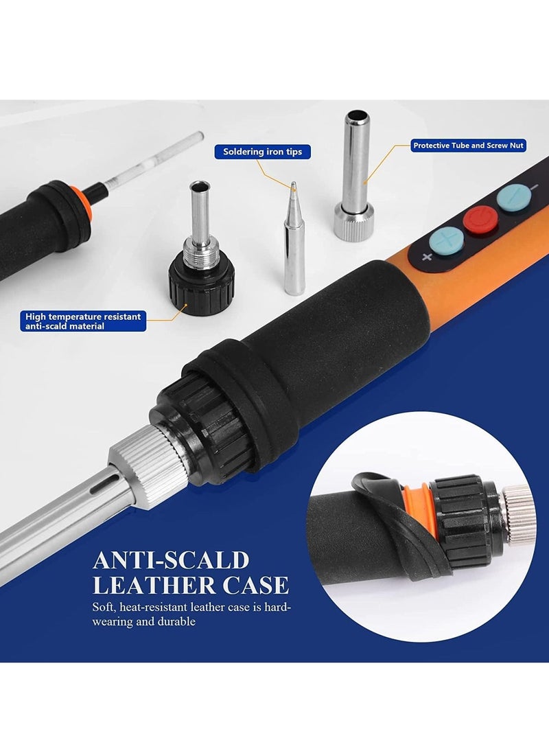 SYOSI Soldering Iron Kit Electric Soldering Iron 90W Welding Tools Adjustable Temperature 180-480℃ Soldering Kit Digital Portable Solder Iron Kit with 5 Solder Tips Solder Wire Mini Stand - Image 4
