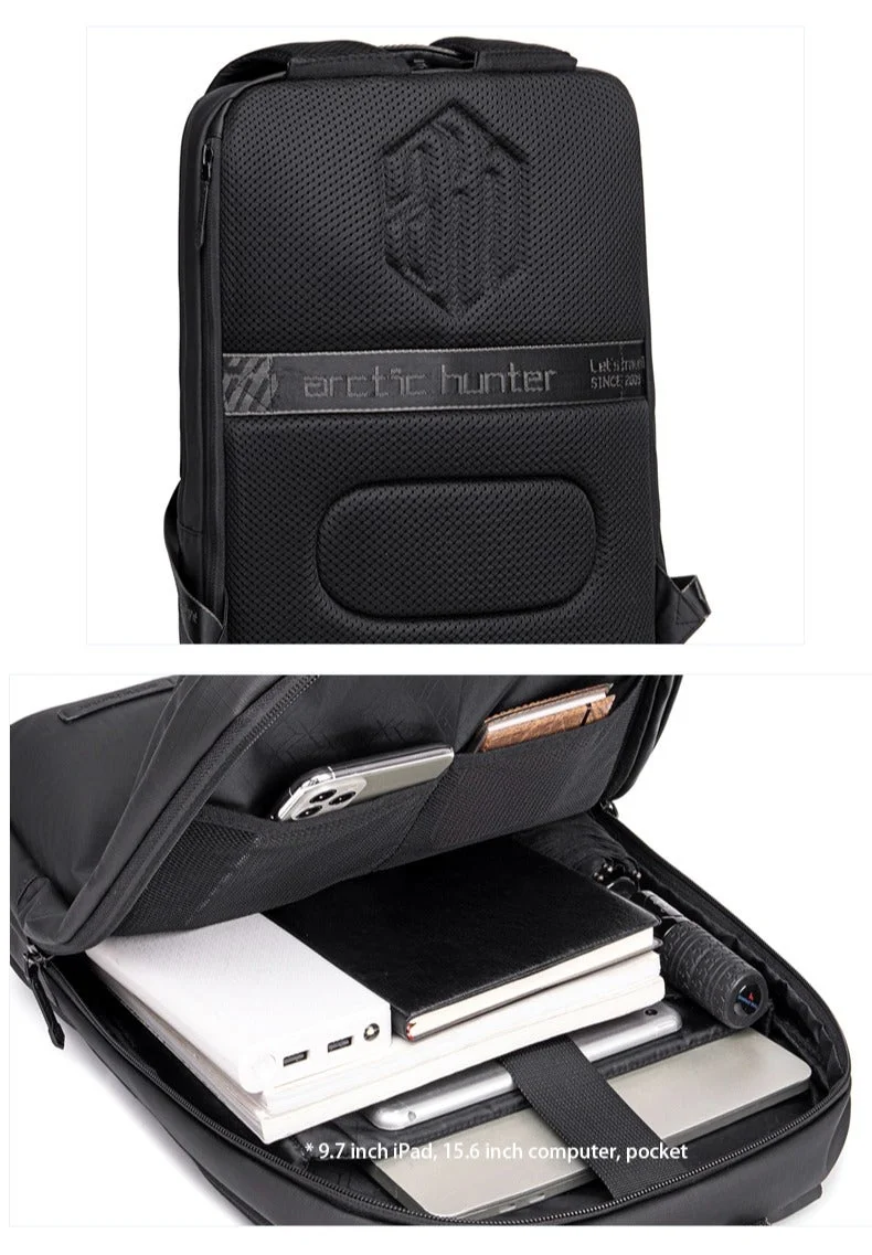 Arctic Hunter Grey Water Repellent Laptop Backpack 15.6 Inch Polyester Travel Shoulder bag for Men and Women, B00529, Grey  | Best Price UAE