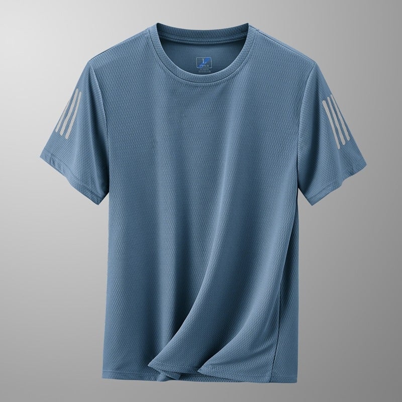 2022 New Ice Silk Men'S Short-Sleeved T-Shirt Men'S Summer Mesh Youth Breathable T-Shirt Sports Quick-Drying - Image 4