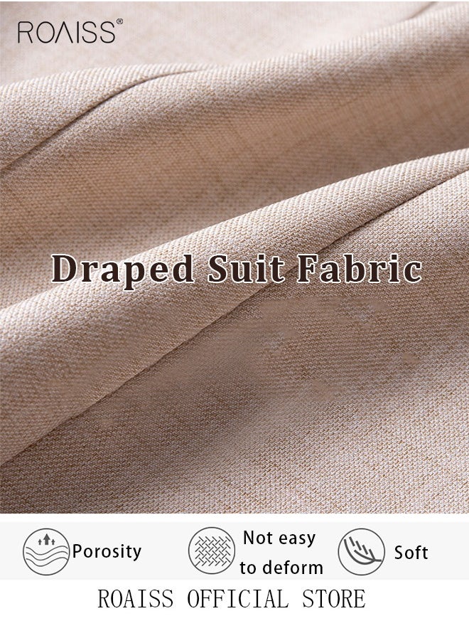 roaiss - Women's White Suits with Scarf Long Sleeve Blazer Office Women's Wear Thin Casual Design Women's Blazers Lapel Long Sleeve Button Casual Business Jacket - Image 1