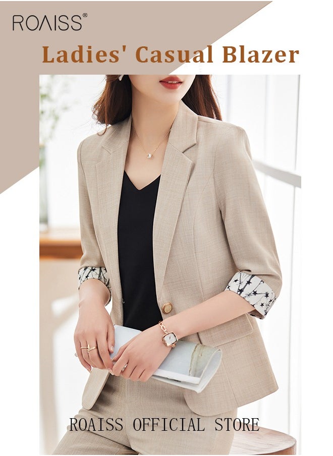 roaiss - Women's White Suits with Scarf Long Sleeve Blazer Office Women's Wear Thin Casual Design Women's Blazers Lapel Long Sleeve Button Casual Business Jacket - Image 1