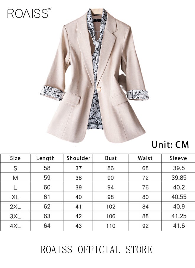 roaiss - Women's White Suits with Scarf Long Sleeve Blazer Office Women's Wear Thin Casual Design Women's Blazers Lapel Long Sleeve Button Casual Business Jacket - Image 1