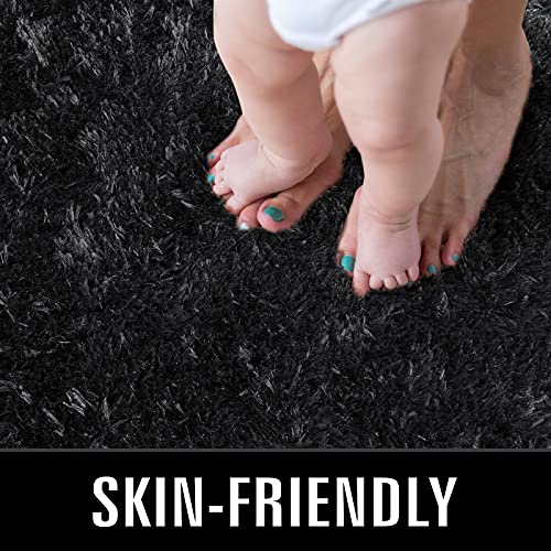TWINNIS Super Soft Shaggy Rugs Fluffy Carpets, 8x10 Feet, Indoor Modern Plush Area Rugs for Living Room Bedroom Kids Room Nursery Home Decor, Upgrade Anti-Skid Rectangular Fuzzy Rug, Black - Image 3