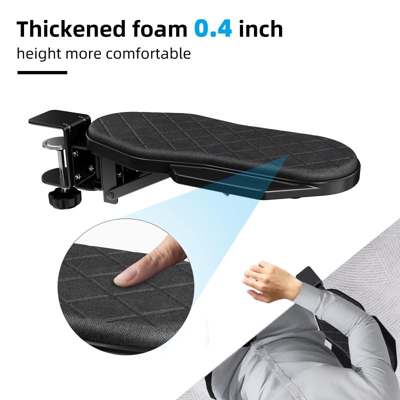 CABTE Ergonomics Desk Extender Tray, Table Mount Arm Wrist Rest Shelf, 90Â° Foldable Elbow Arm Support,Foldable, 180Â° Swivel, Computer Desk Extender Tray for Home and Office (Folding and Rotating) - Image 3