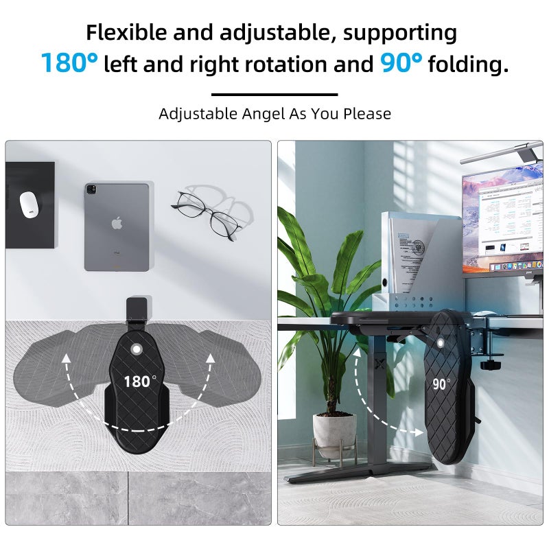 CABTE Ergonomics Desk Extender Tray, Table Mount Arm Wrist Rest Shelf, 90Â° Foldable Elbow Arm Support,Foldable, 180Â° Swivel, Computer Desk Extender Tray for Home and Office (Folding and Rotating) - Image 4